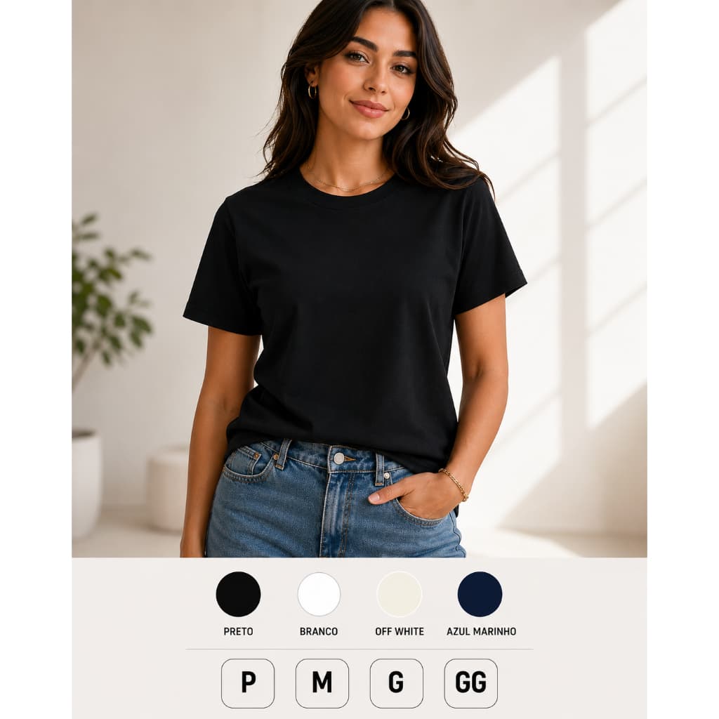 Camiseta Feminina Algodão, Blusinha Básica Para o dia a Dia, camiseta Macia e Confortável