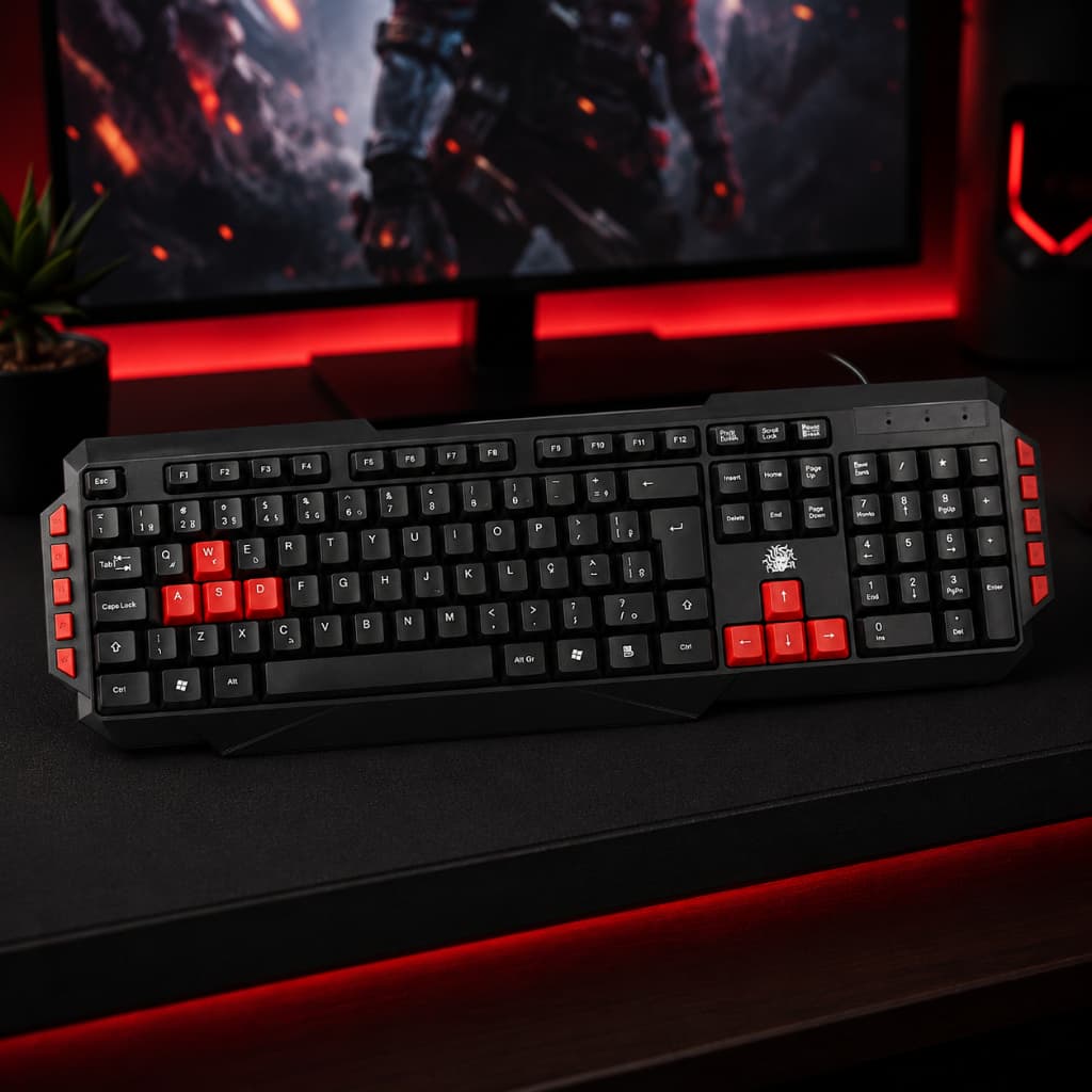 Teclado + Mouse Gamer ABNT2 Teclas Destacadas Multimídia Lateral USB Kit