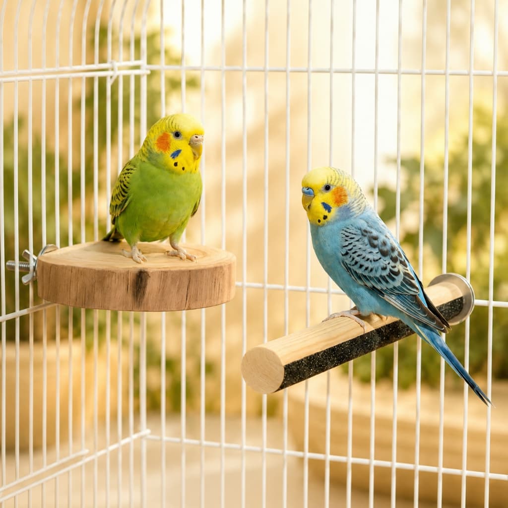 Kit Plataforma De Descanso e Poleiro De Lixa Para Calopsita Agapornis Periquito