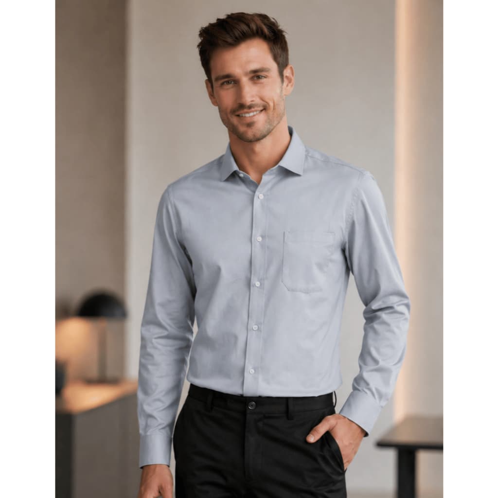 Camisa Social Masculina Microleve Clássica Não Amassa Uniforme Empresa Masculina Manga Longa Festa Trabalho Bolso