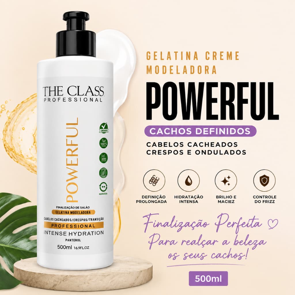 Gelatina Creme Modelador Cachos Definidos The Class Profissional Cabelo Cacheados Crespos Ondulados