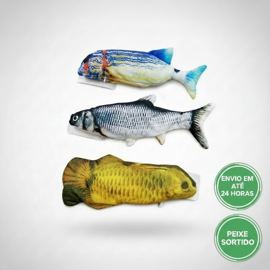 🐟 Peixe Pelucia Realista Movimentacao Cabo USB Pronta Entrega