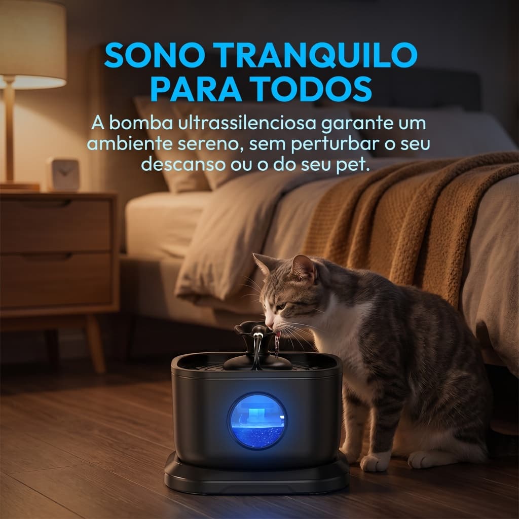 Bebedouro Inteligente com Sensor para Gatos e Cachorros, Dispensador de Água Automático, Fonte de Água Silenciosa