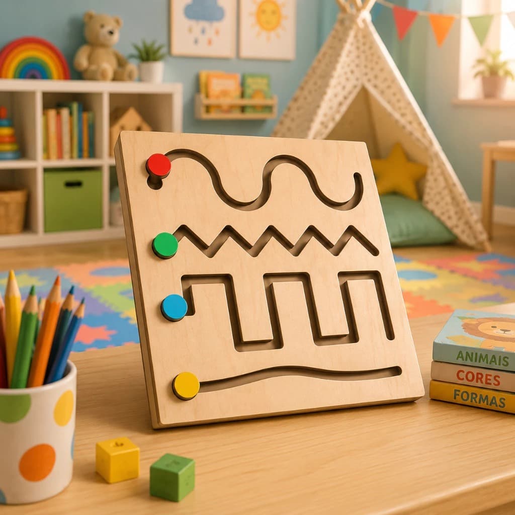 Brinquedo Labirinto Educativo Infantil Psicomotor MDF Coordenação Motora Raciocínio 2 a 7 Anos