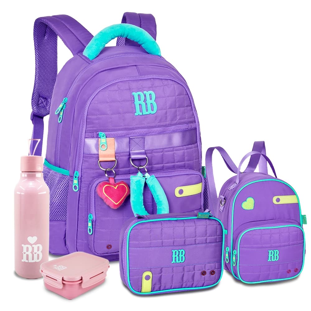KIT Mochila Estojo Box Grande Lancheira Térmica Rebecca Bonbon RB Coleção 2026 Clio Feminina Juvenil