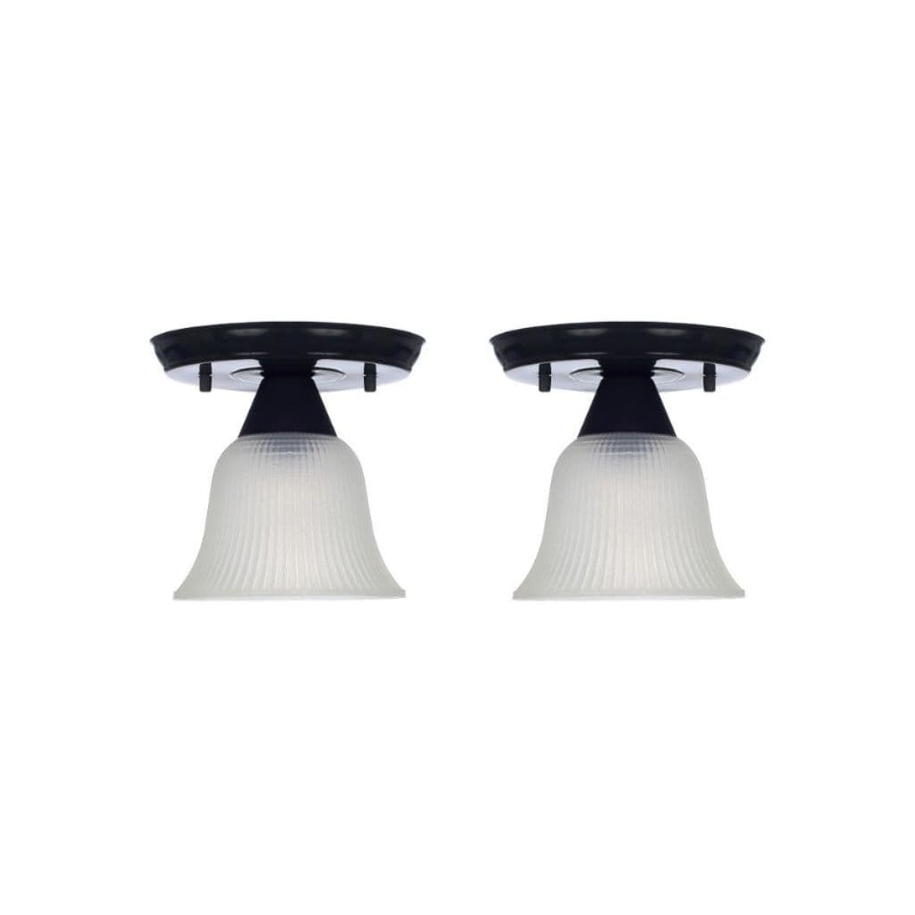 Kit 2 Plafon Sino Fabriluz Preto com Cúpula Prismática, Canopla com Pinos Para Banheiro e Sala