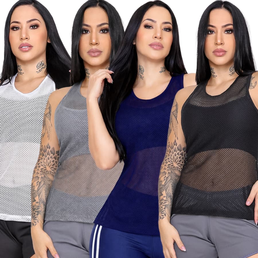 Camiseta Regata Feminina Telinha Premium Fitness para Treino e Academia e Moda Praia