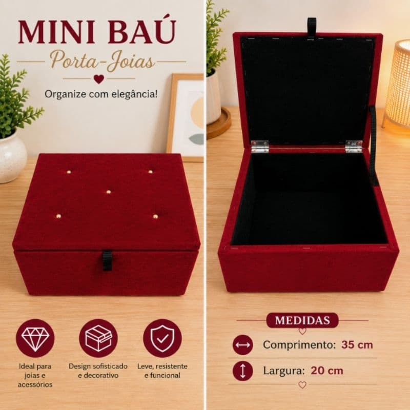 Mini Baú Organizador Porta jóias  35x25 cm