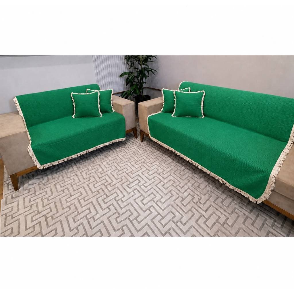 Kit 2 Manta Rustica Para Sofá + 4 Capas Almofadas Acolchoada