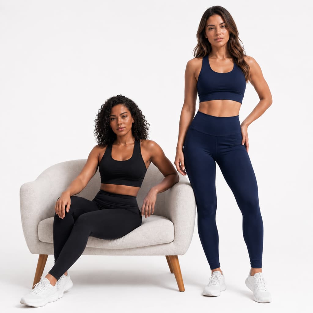 Kit 2 Conjunto Top Suplex Feminina E Calça Cintura Alta Legging Zero Transparência