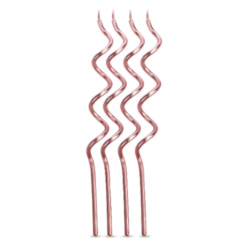 Kit 4 Velas Espirais De Aniversário Rosê Gold e Dourada