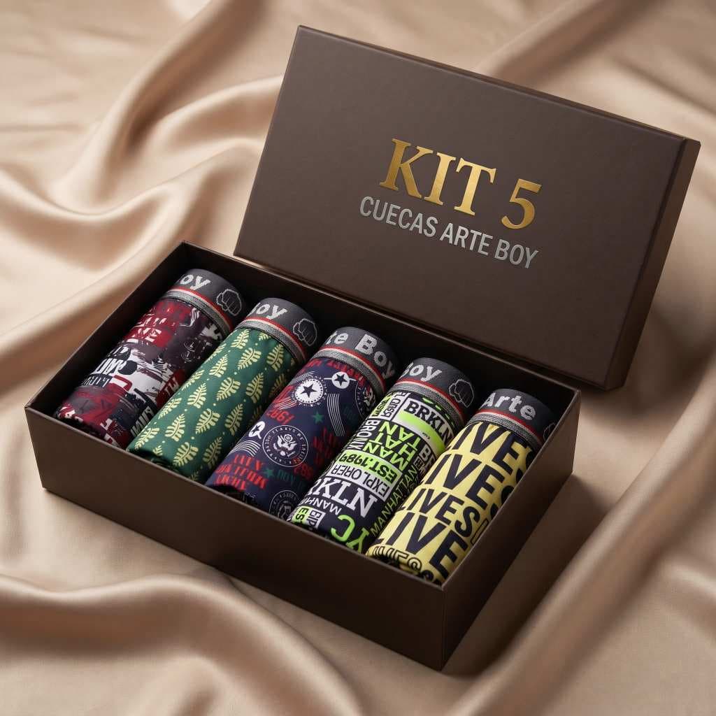 Kit 5 Cuecas Boxer Adulto Masculino Box Microfibra Estampada Conforto e Estilo