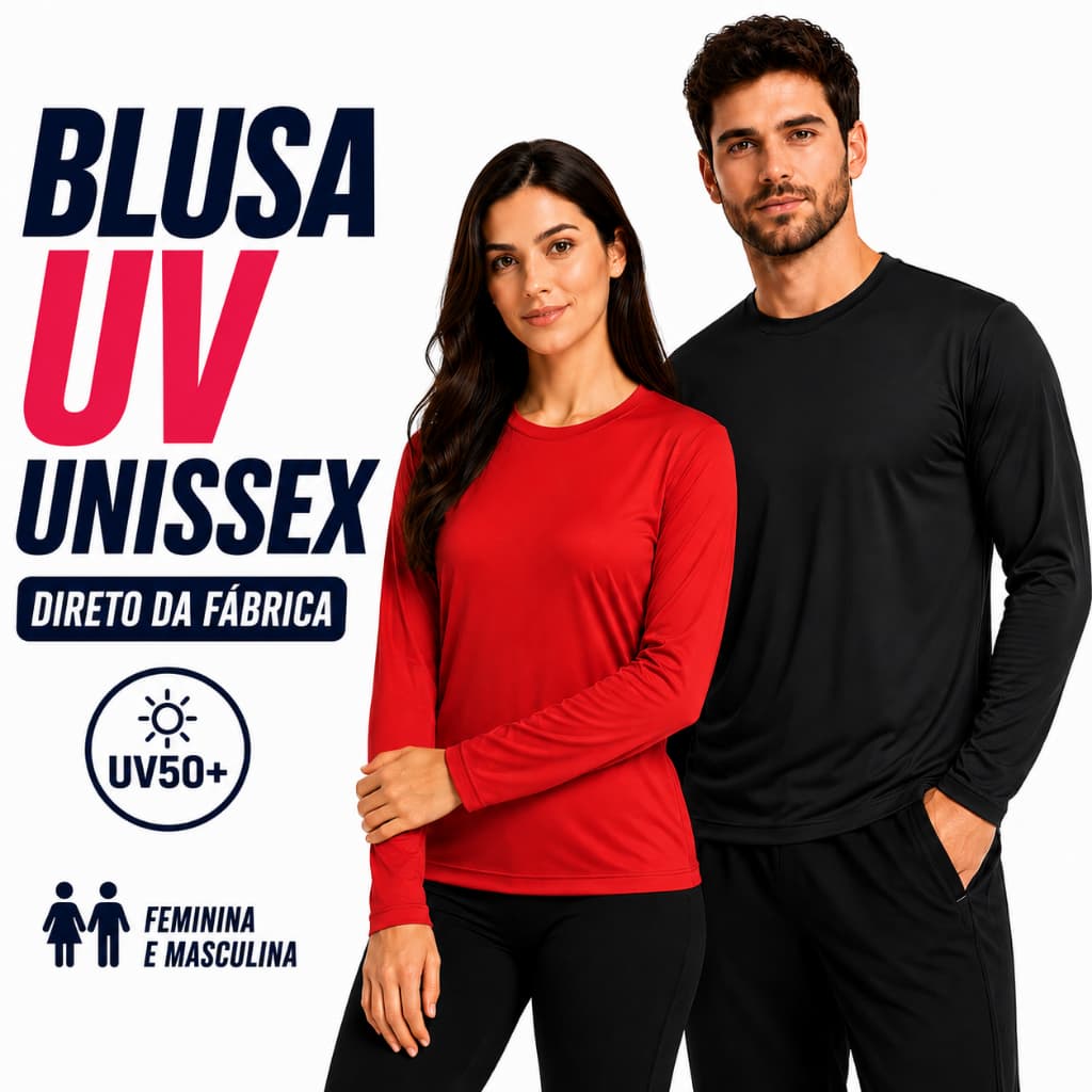Blusa UV Unissex FPS 50+ Manga Longa Proteção Solar Secagem Rápida Premium
