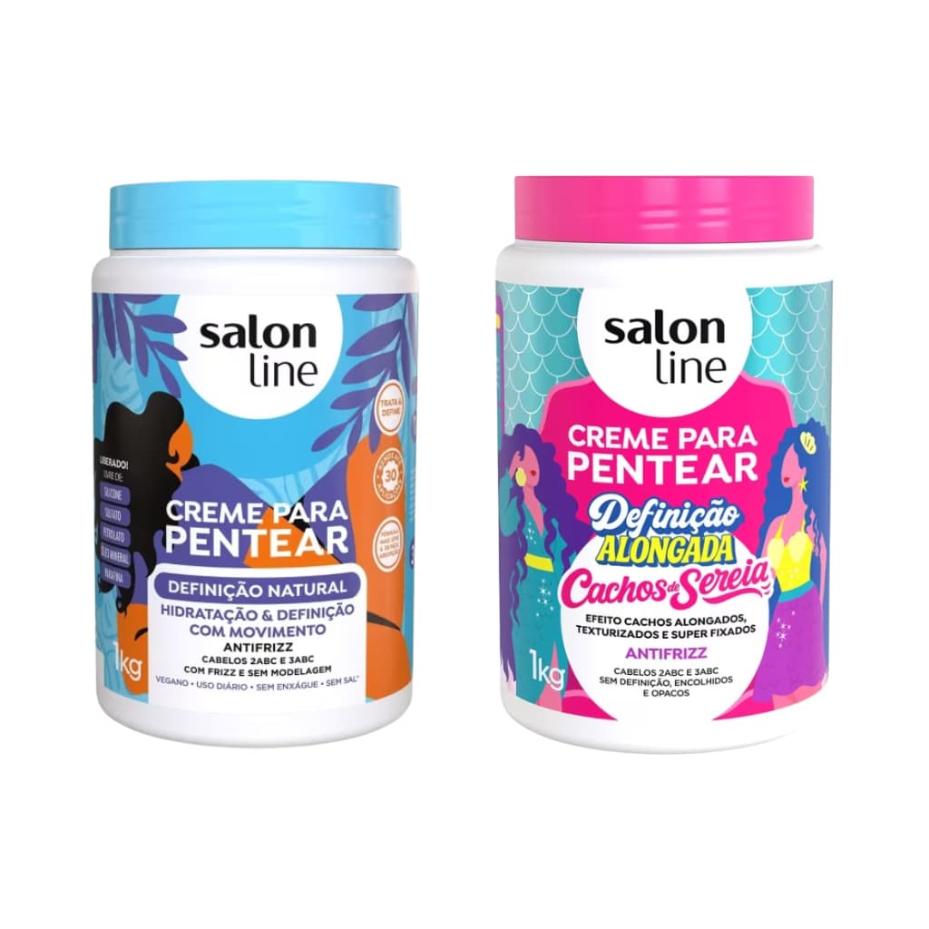 Kit 2 Cremes Para Pentear Salon Line Definição Natural + Cachos de Sereia 1kg