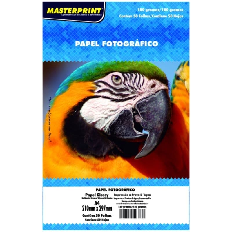 Papel Fotográfico 180g Glossy A4 Brilhante à Prova D'água MASTERPRINT Papelaria  Papel Foto Atacado Original