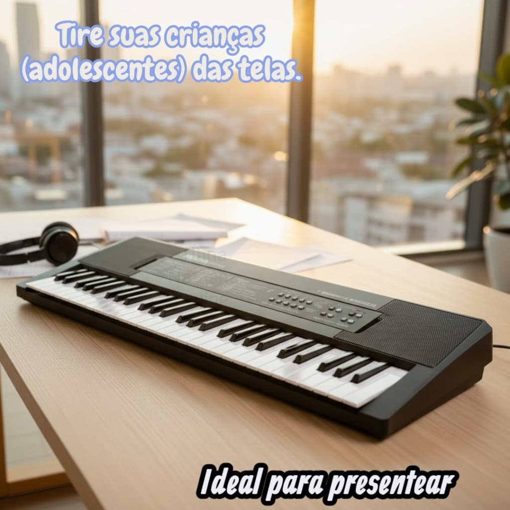 Teclado musical profissional Infantil iniciante completo Linha Premium