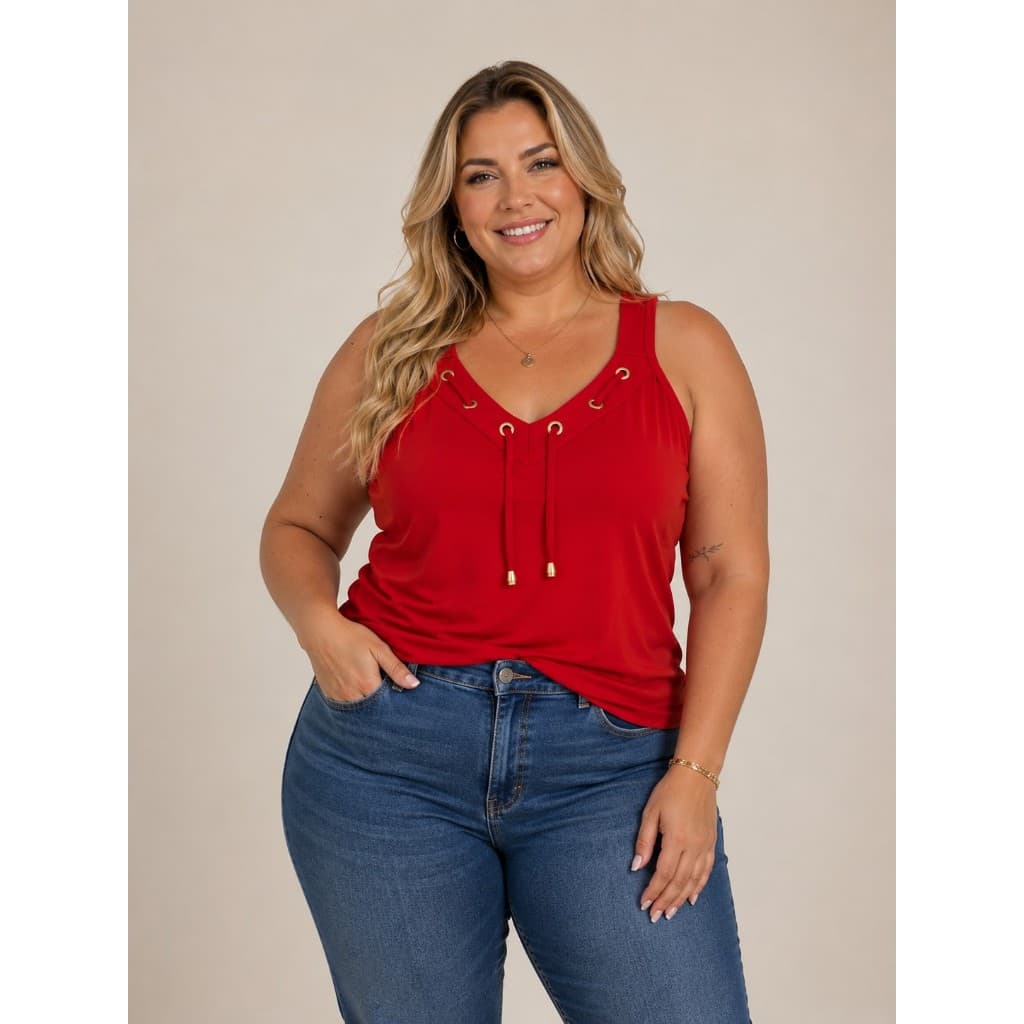 Blusa Regata Plus Size Feminina Alça Larga Viscolycra 42 ao 52