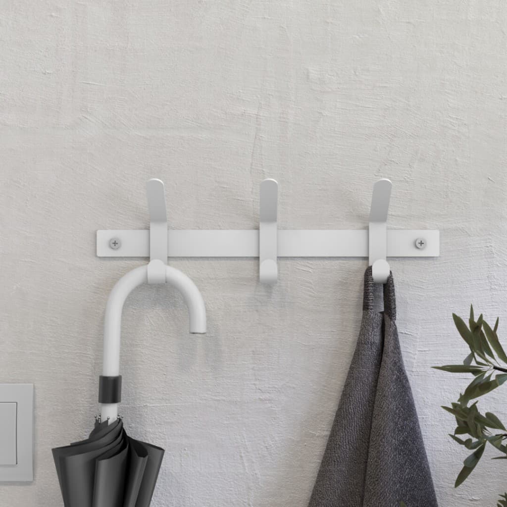 Cabide De Roupa Arara Cabideiro De Parede Fixo Branco De Aço Para Roupas Resistente Com 3 Ganchos