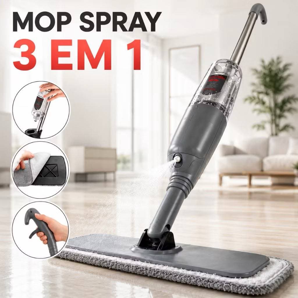 Mop Spray 3 em 1 com Reservatório Integrado e Refil de Microfibra