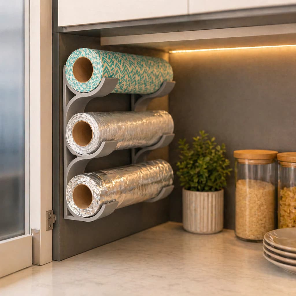 Suporte Papel Alumínio Filme PVC Organizador Cozinha Parede