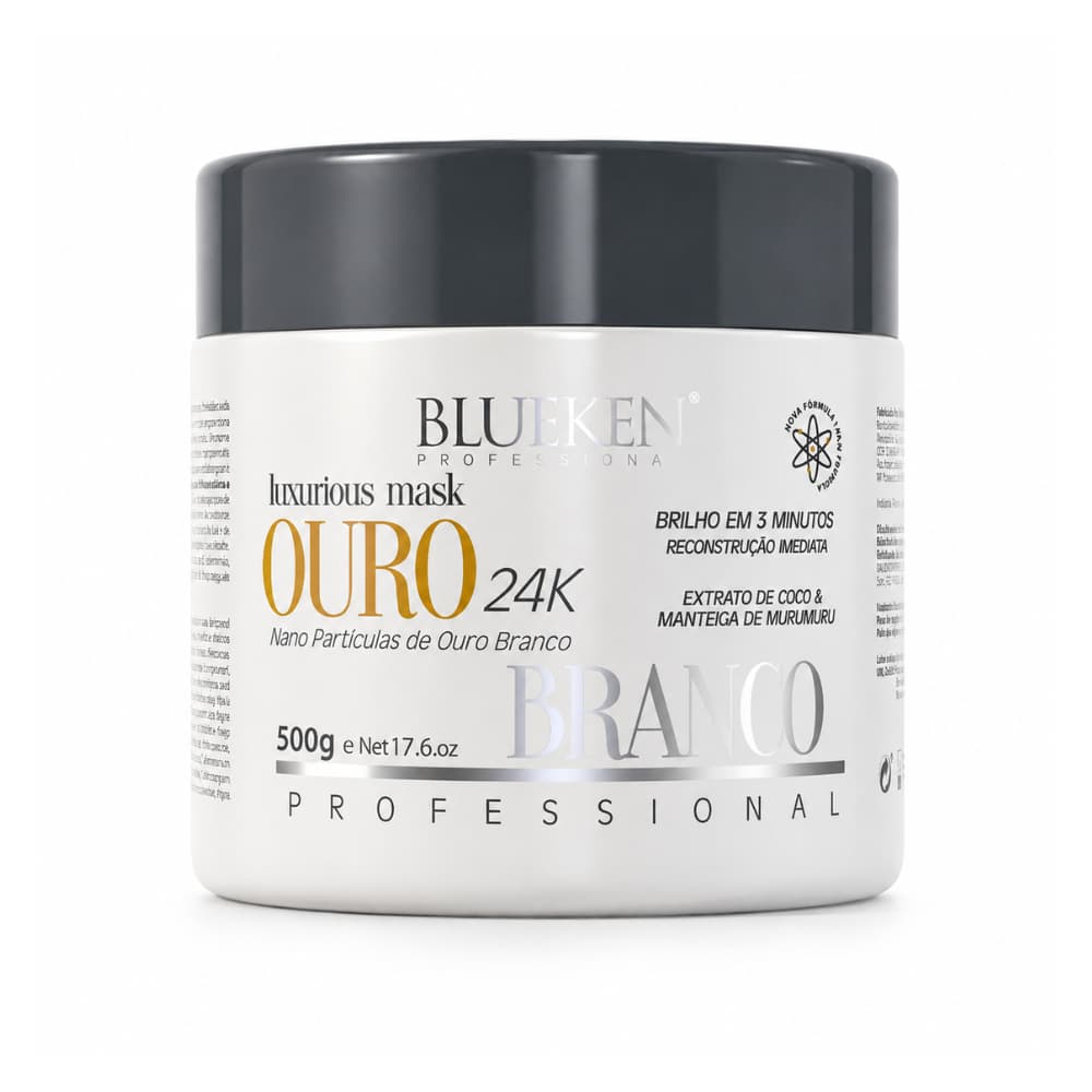 Máscara Reconstrutora Ouro Branco Blueken 500g Hidratação Nutrição e Brilho Intenso ORIGINAL