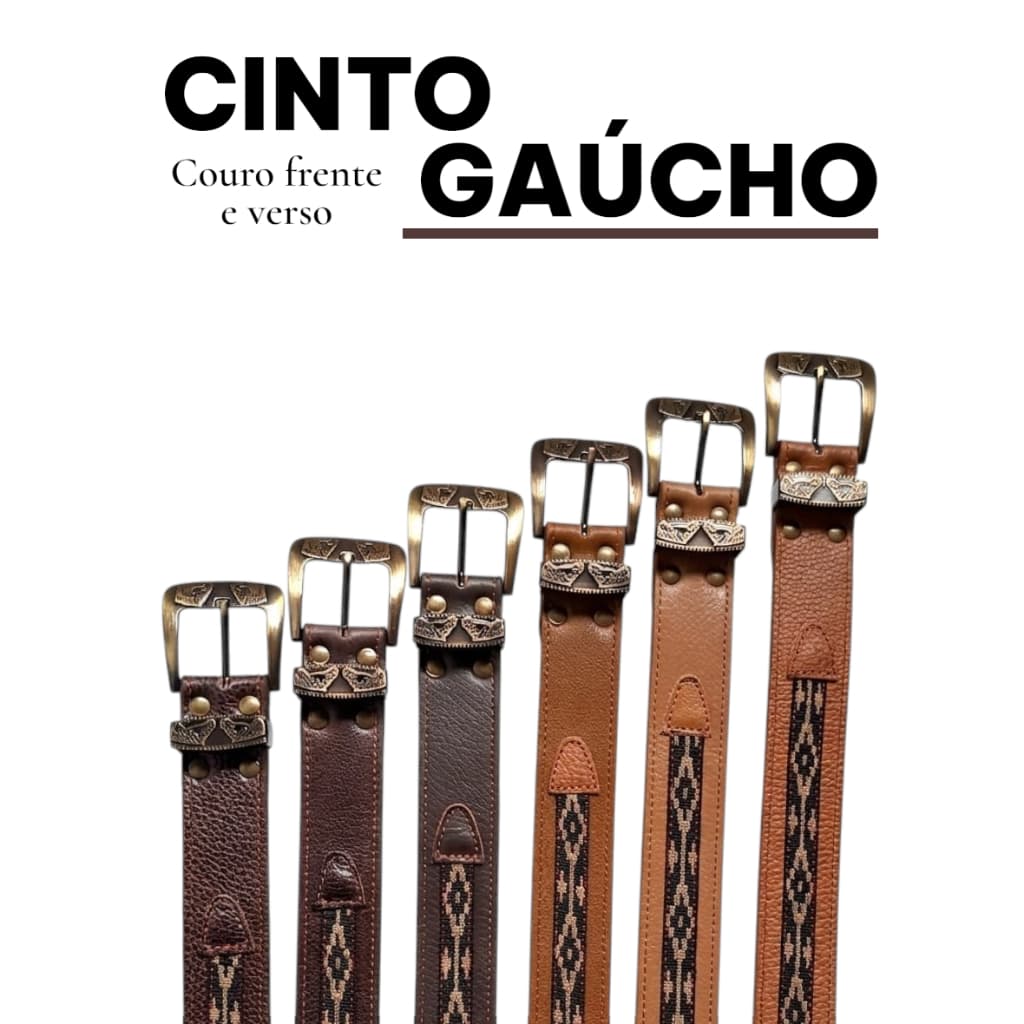 CINTO GAÚCHO 100% EM COURO LEGÍTIMO MASCULINO E FEMININO