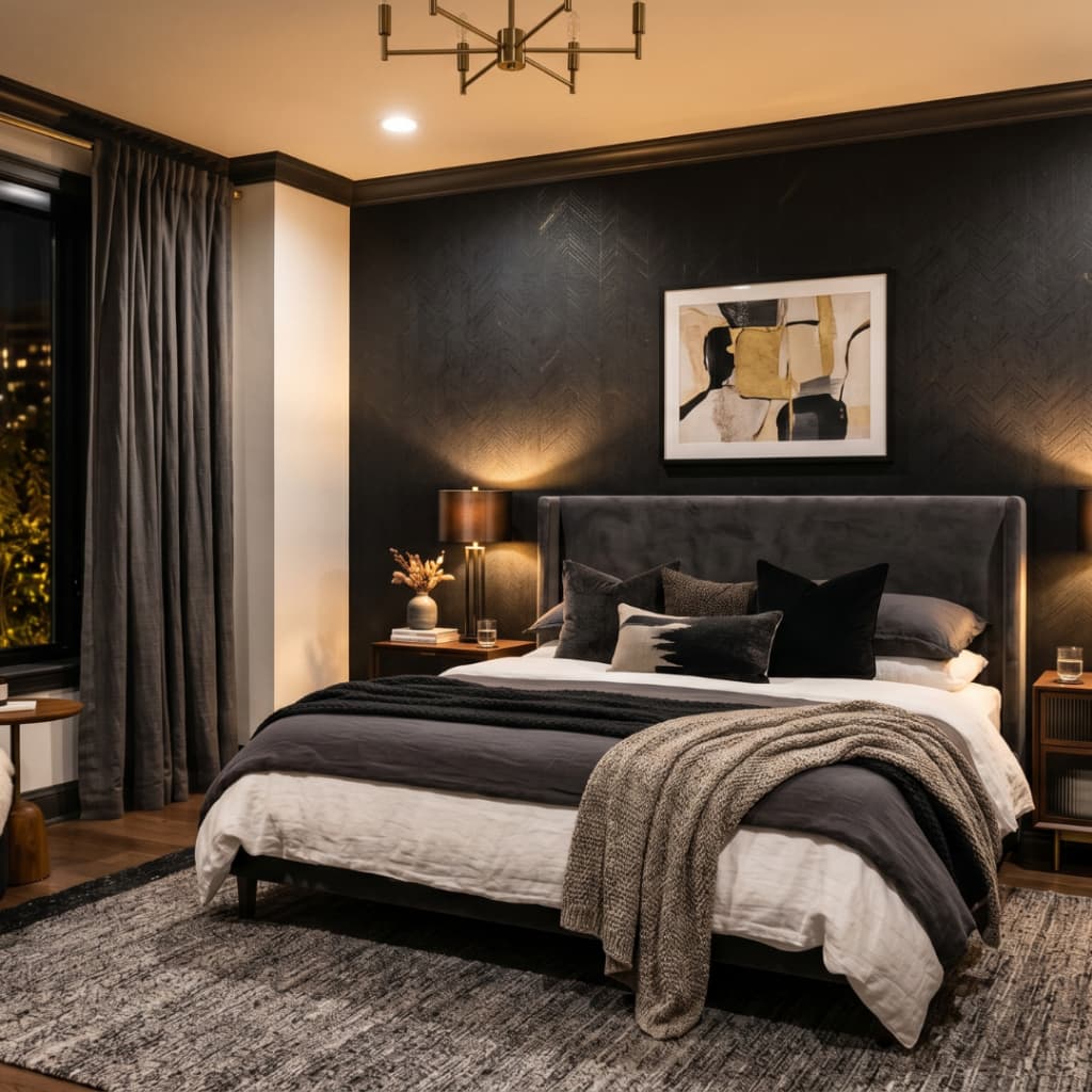 Papel de parede para o quarto, cor preto, papel de parede para sala autoadesivo