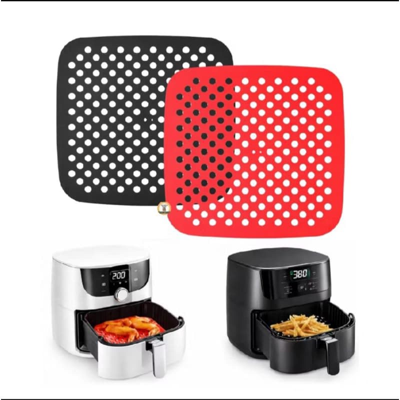 Tapete de Silicone Perfurado para Air Fryer Antiaderente Reutilizável Antiderrapante Resistente ao Calor