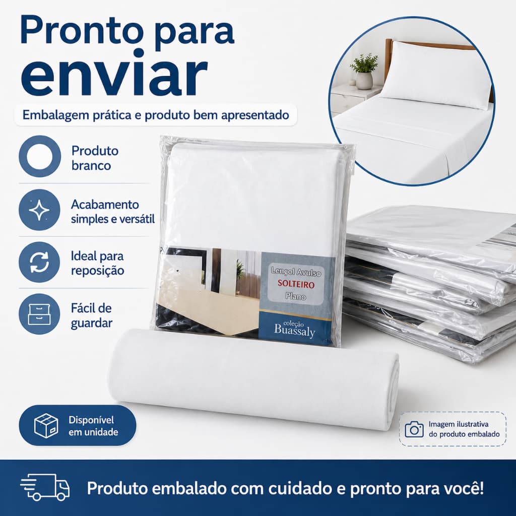 Lençol Avulso Plano Branco Solteiro Jumbo Básico Microfibra Cama
