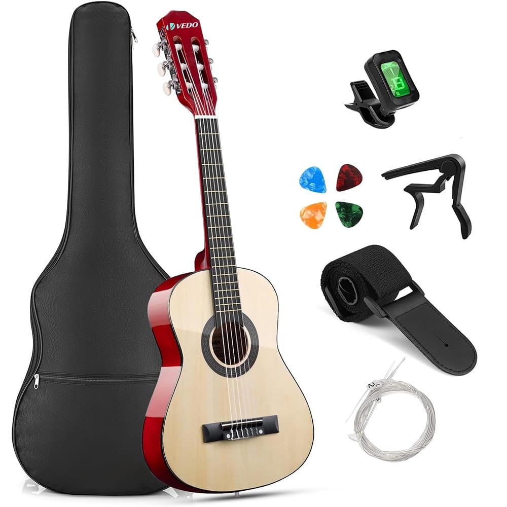 VEDO 30 inch acoustic guitar, suitable for beginners, children, and teenagers, 1/4 size classical guitar Acustica kit