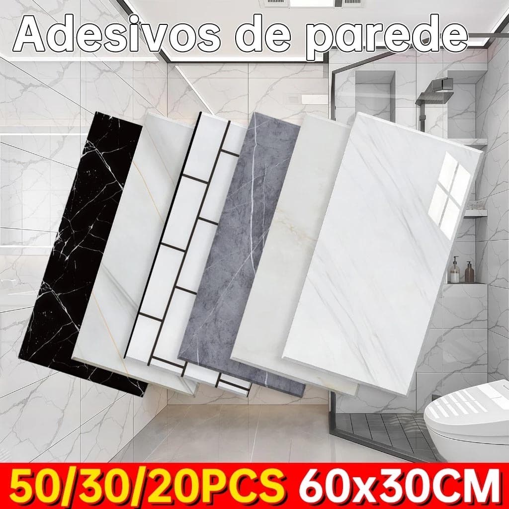 KIT 50/30/20 Painel Placa Adesiva 3d Mármore De Parede Relevo Lavável 30cm X 60cm - modelo mais recente