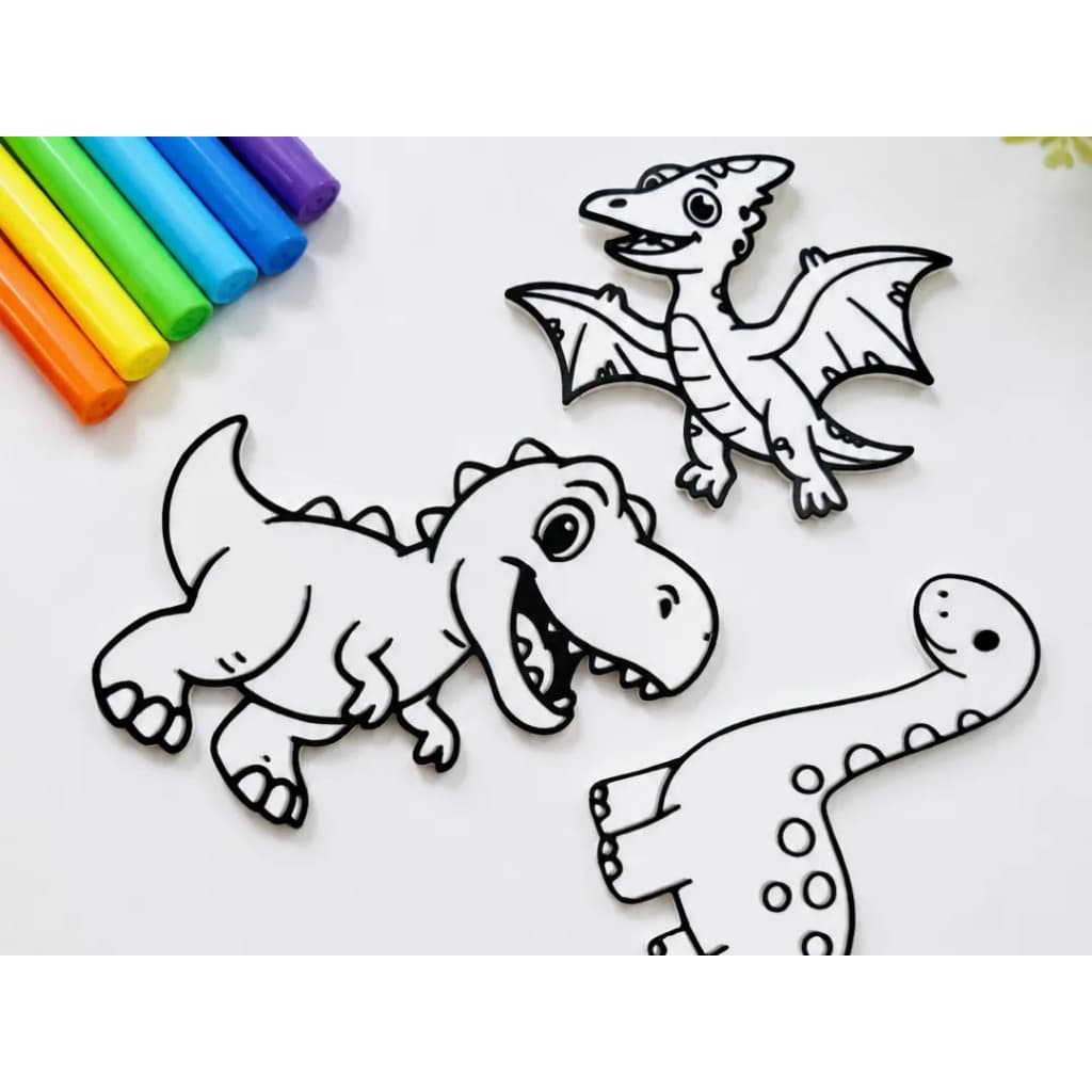 Kit Colorir Dinossauros Lavável Diversão que pode ser usada várias vezes! Brinquedo Lembrancinha Festa Infantil