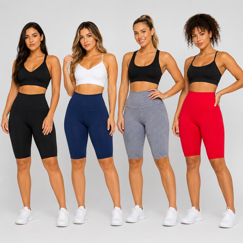Bermuda Feminina Suplex Cintura Alta Lisa Longa Moda Fitness Academia Ciclista