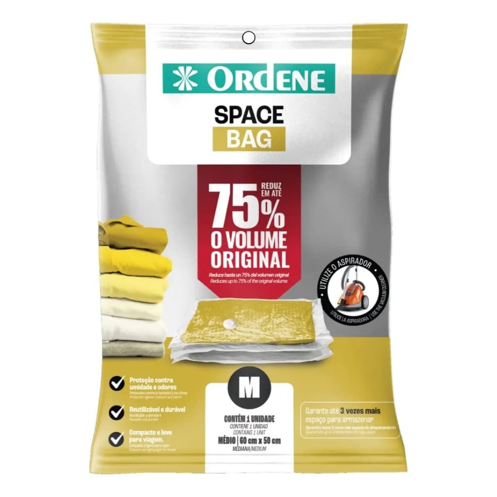 Saco a Vácuo Ordene Space Bag Médio 60x50cm Organizador Roupas Edredom Cobertor