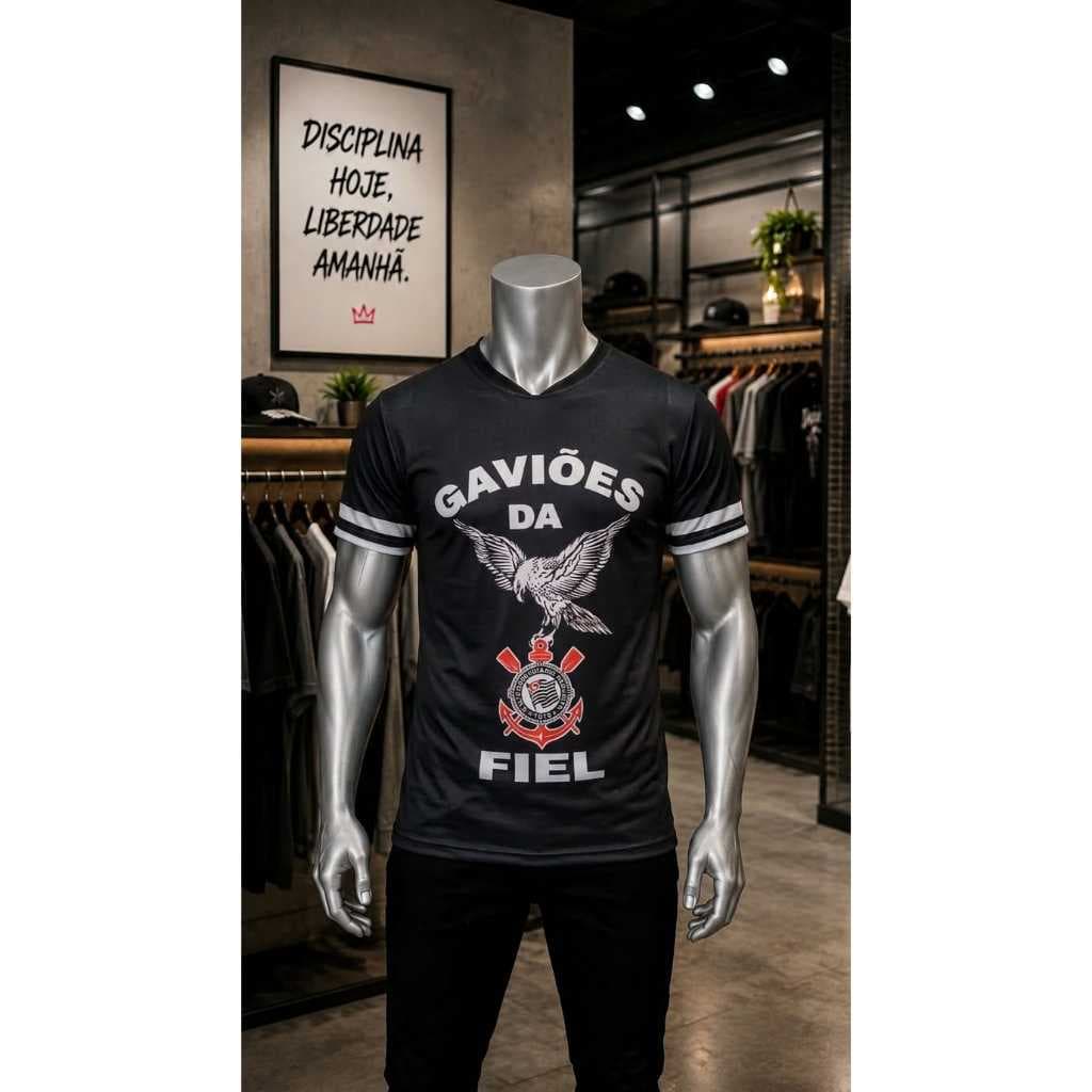 Kit Camiseta + Bermuda Gaviões da Fiel Unissex Uniforme Torcida Casual Conjunto Masculino e Feminino