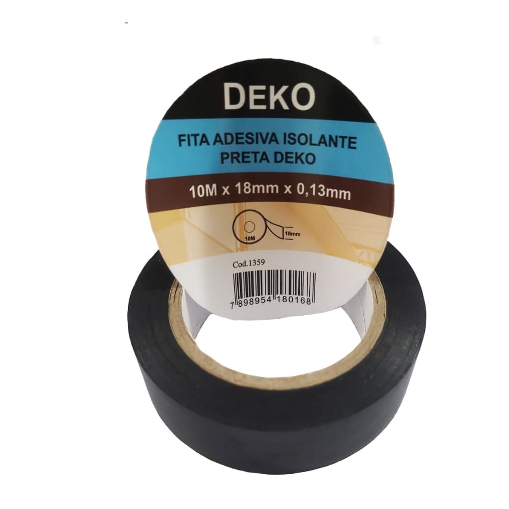 10 Fitas Isolante Preta DEKO 10m x 18mm Alta Resistência Isolamento Elétrico Profissional
