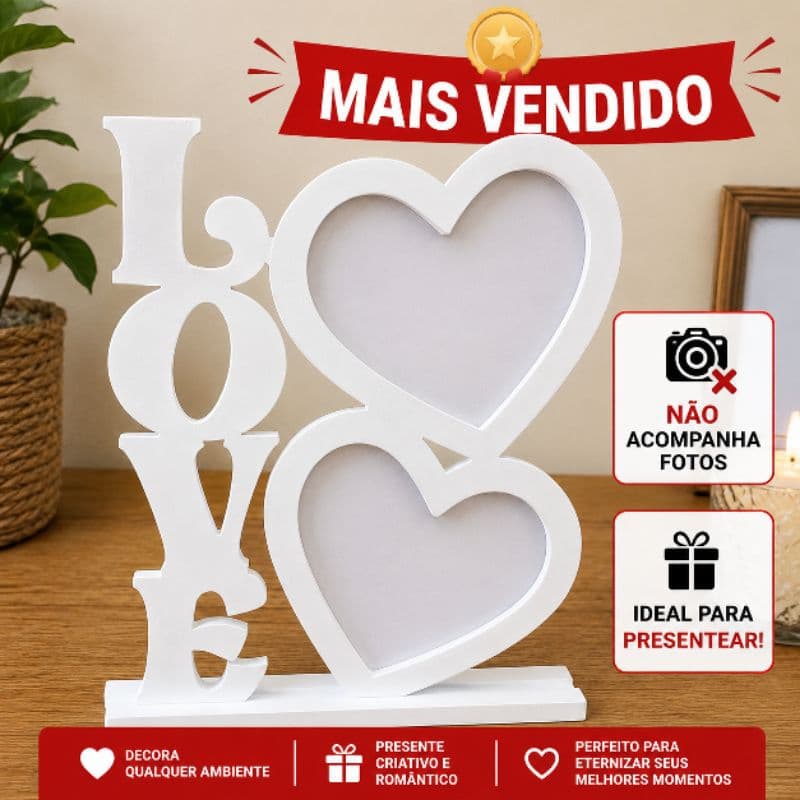 Porta retrato love presente romântico dia dos namorados decoração mesa quarto sala casamento noivado decoração afetiva