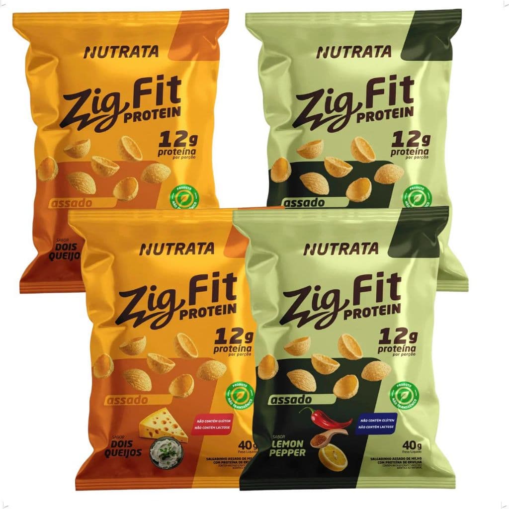 Salgado Proteico Nutrata Zig Fit Protein 40g - Lemon Pepper/ Dois Queijos 04 Unidades