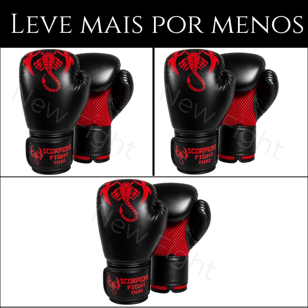 Kit 3 Pares De Luva De Boxe Treino Muay Thai Kickboxing Profissional