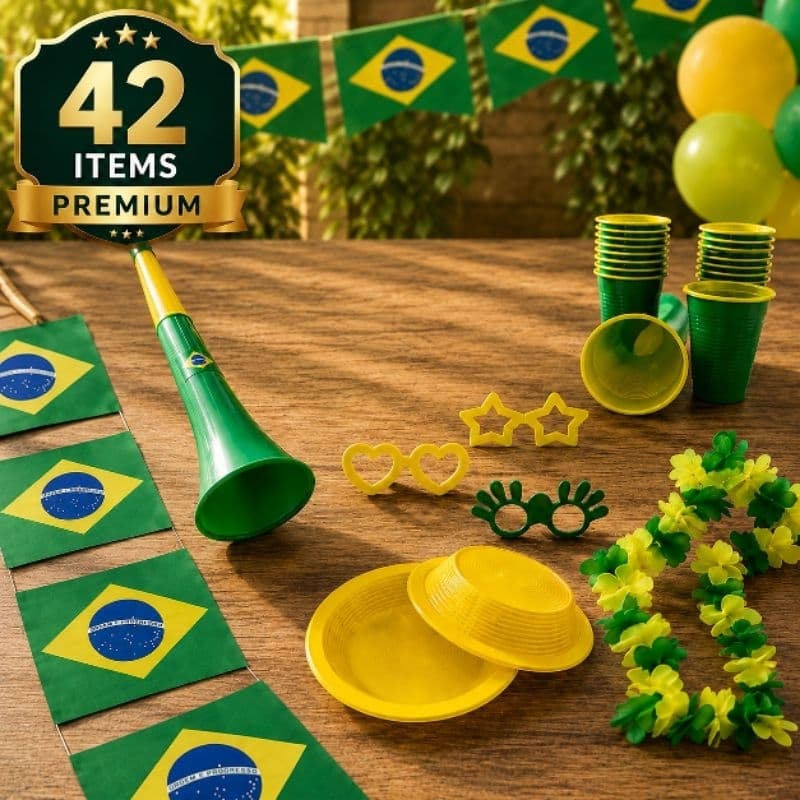 Kit Copa do Mundo Brasil Festa 42 itens Torcida Brazuca
