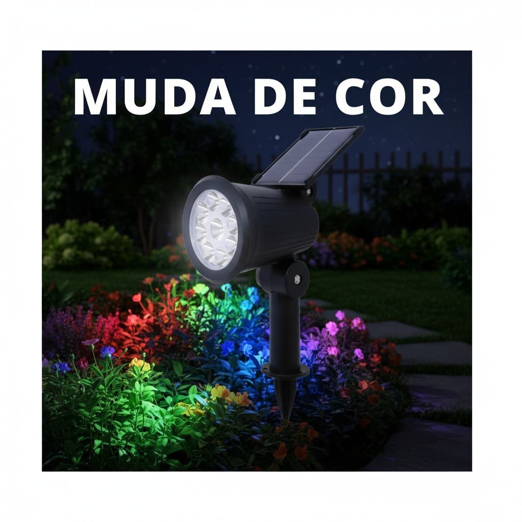 Luminária Espeto Jardim Placa Solar Sem Fio Iluminação Led Luz Lâmpada Decoração Externa