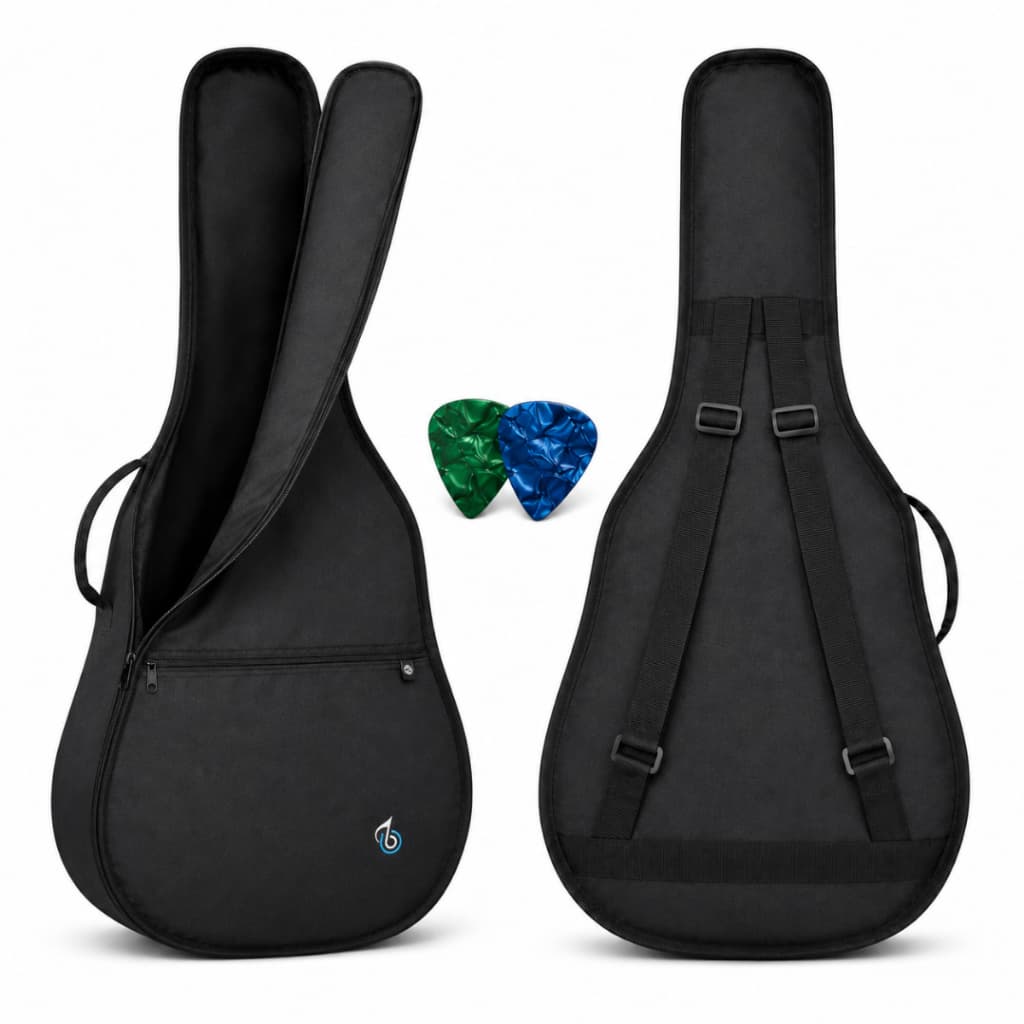 Capa Bag Para Violão Folk E Clássico Bolso Frontal Grande Alça Dupla Ziper Resistente Bertô Duas Palhetas