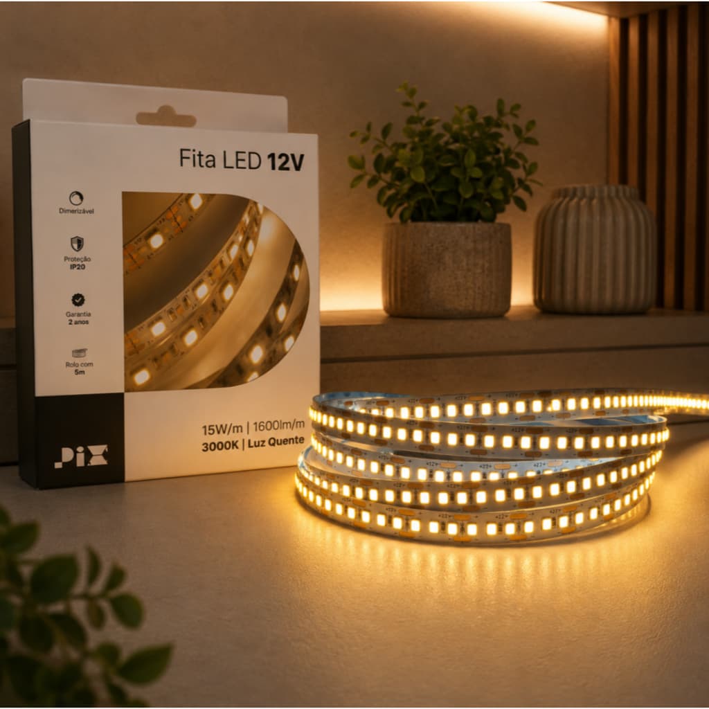 Fita Led 15w Dimerizável 1600lm/m 3000k/4000k 12v Pix Ip20