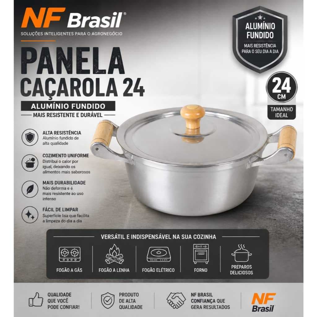 Panela Caçarola Alumínio Fundido N 24