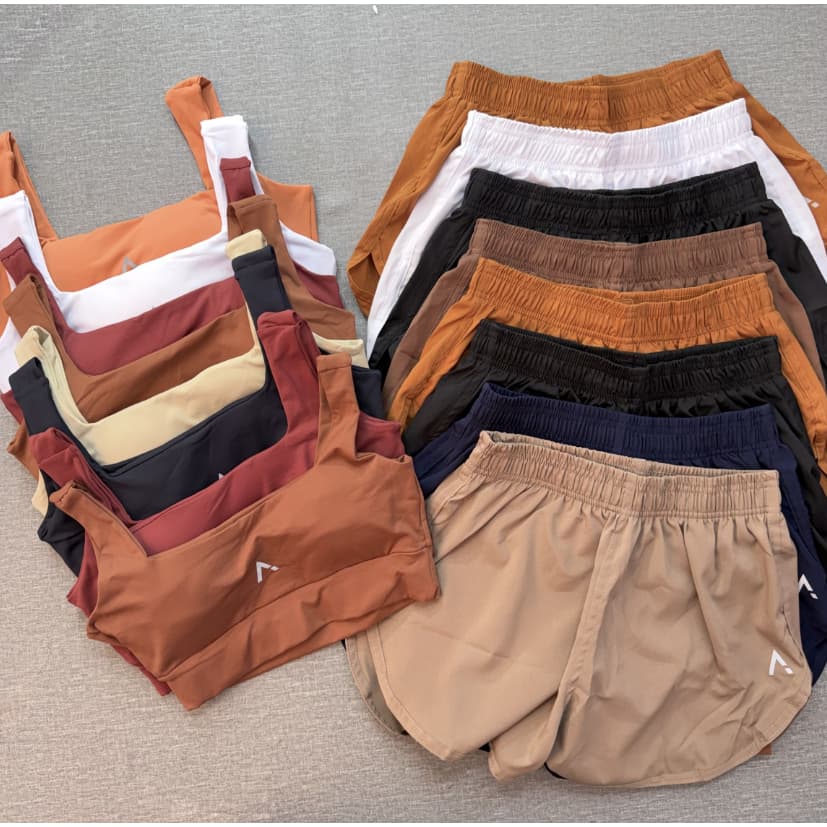 Conjunto  Short Duplo Fitness Premium Poliamida Com Tactel E Top Com Bojo