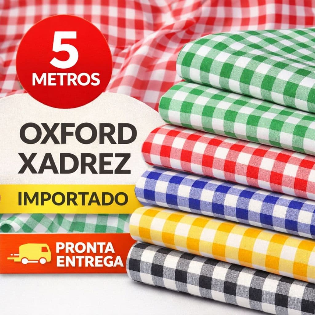5 Metros Tecido Oxford Xadrez Fio Tinto Listras Pequenas Importado