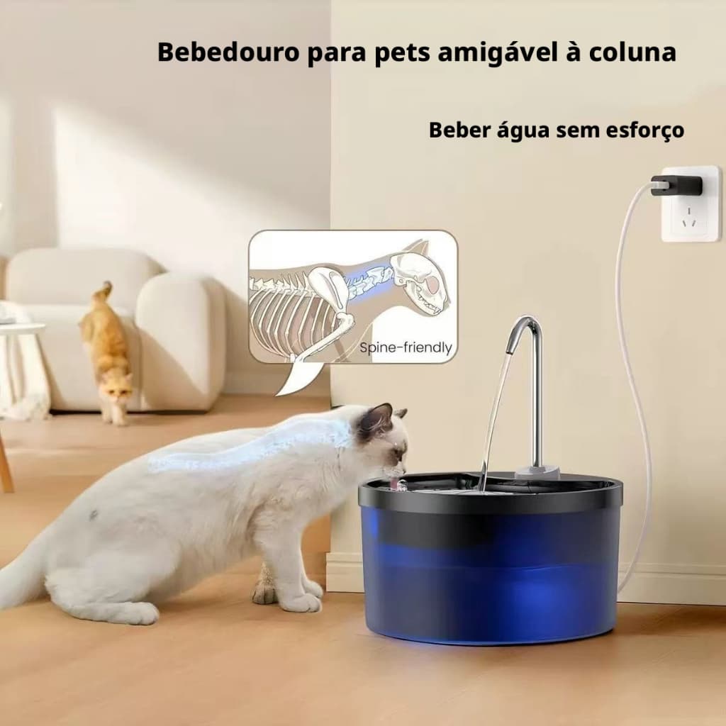 Fonte com Torneira em Aço Inox para Gatos e Cães Pequenos,Silenciosa,Filtragem,Nível de Água Visível