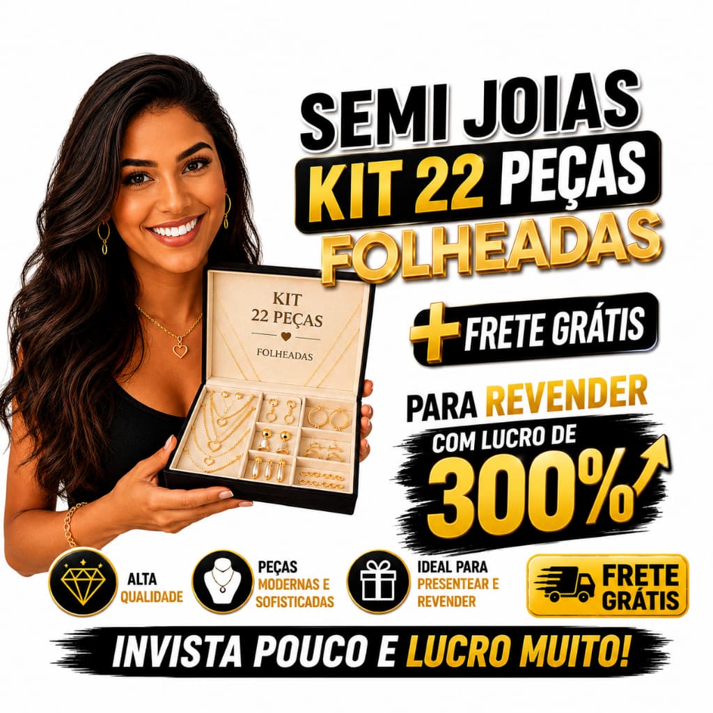 SUPER KIT PREMIUM DE SEMIJOIAS FOLHEADAS A OURO 18K E PRATA – 22 PEÇAS EXCLUSIVAS! 💎✨