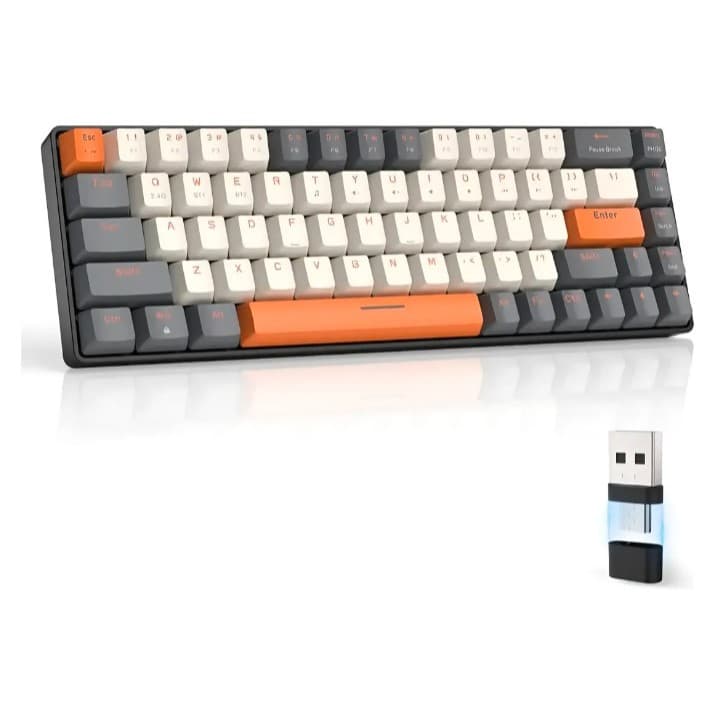 Teclado Mecânico Sem Fio K68 Switch Red Silencioso Removível