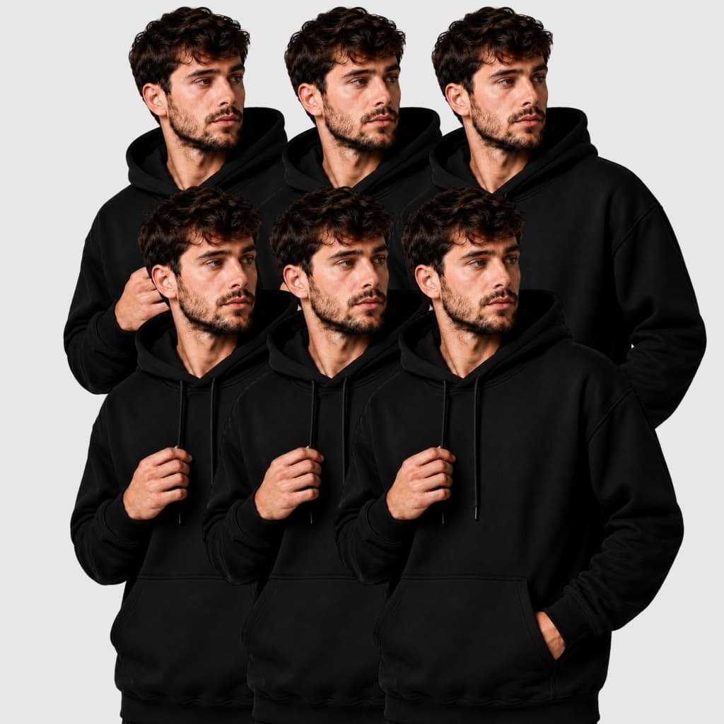 Kit 6 Blusas Moletom Canguru Masculino C/Capuz Casual Conforto Premium Básico Dia a Dia Inverno